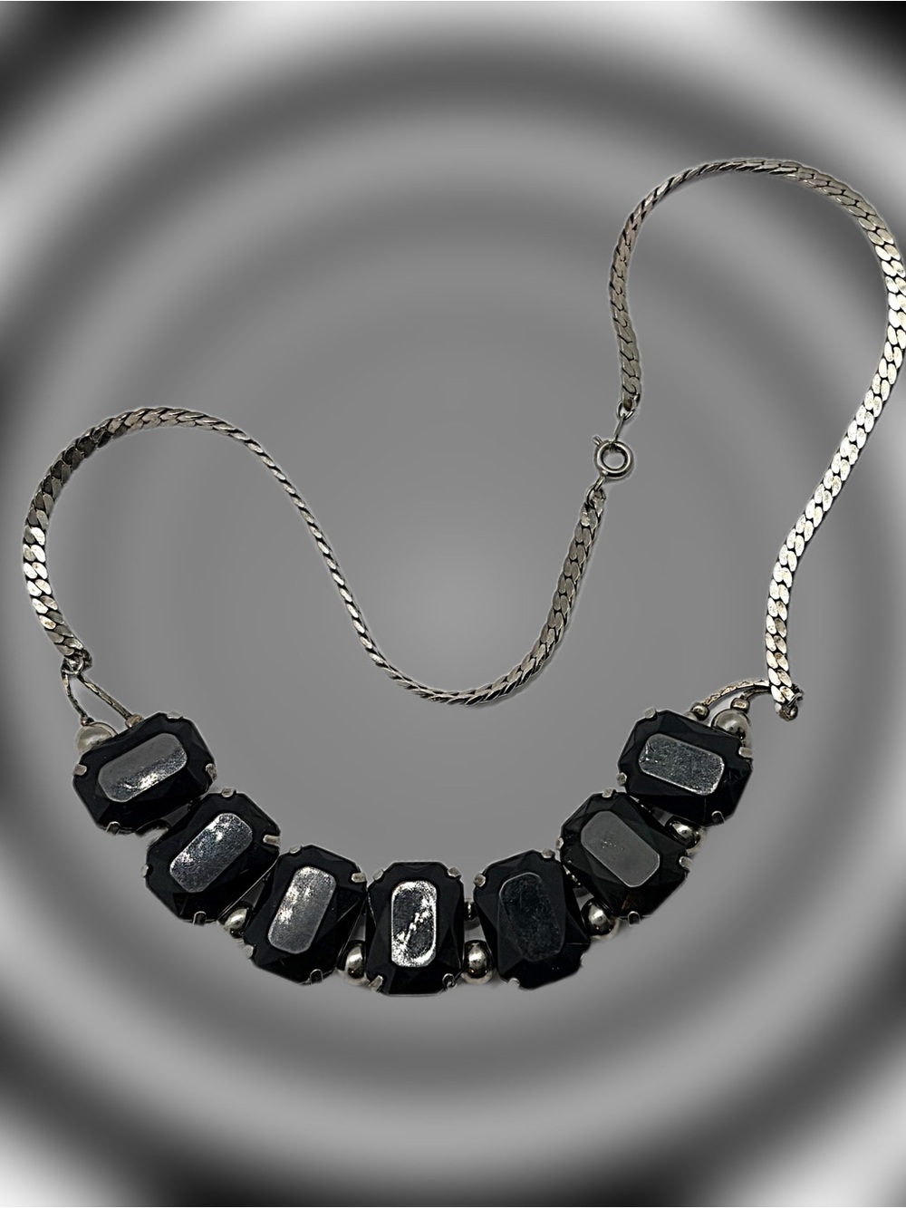 Vintage Black Faceted Choker Necklace